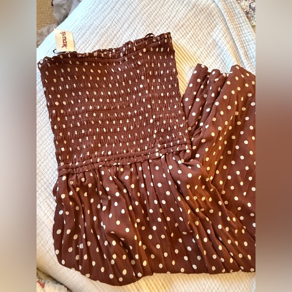 Sim & Sam Dresses & Skirts - Brown Polka Dot Strapless Dress